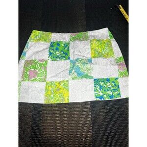 Lilly Pulitzer January Skort Lioness Printed Patch sz‎ 2 Cotton Pockets Preppy